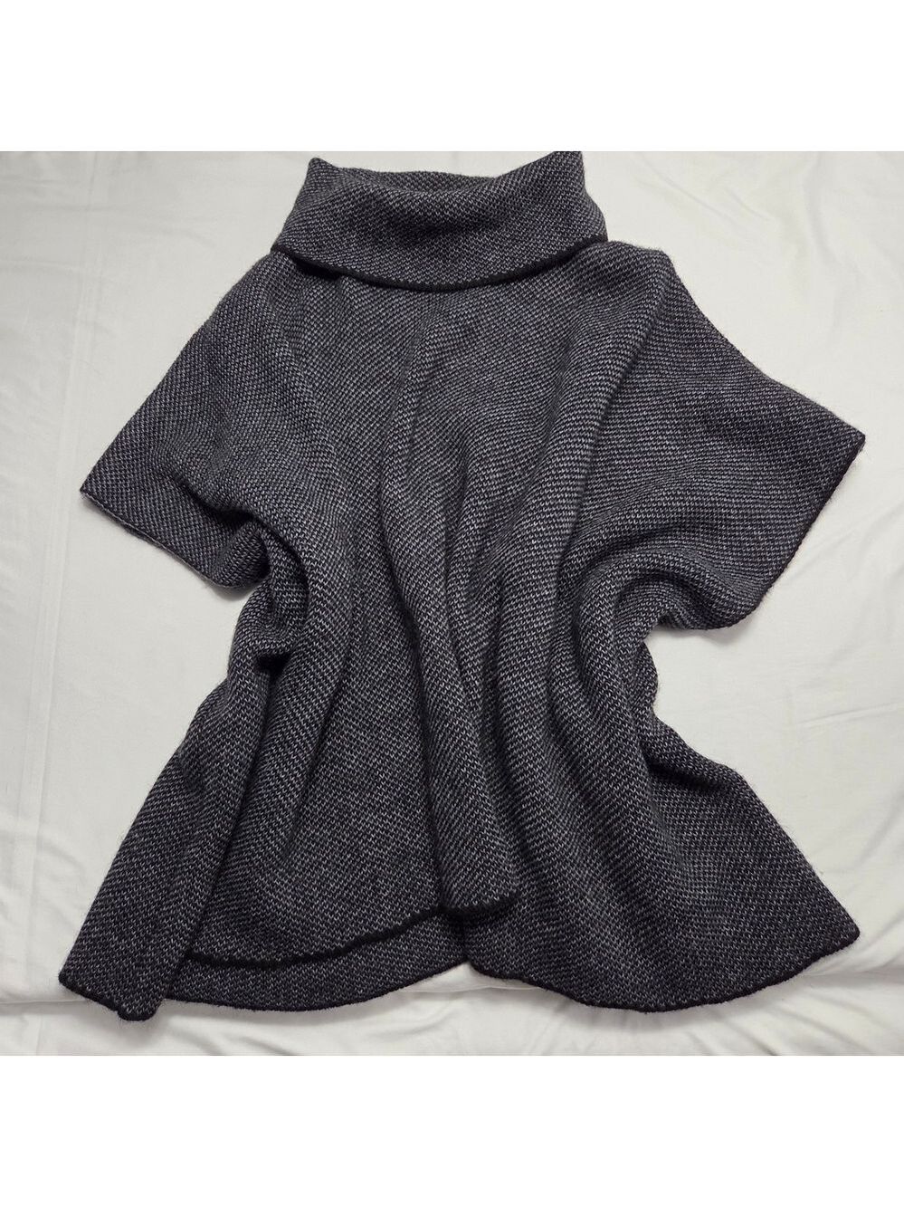 Elisabetta Collection Italy Alpaca Wool Blend Oversized Poncho Cape Charcoal S/P